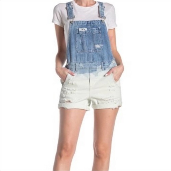 Blank NYC Bleached Short Overalls NWT